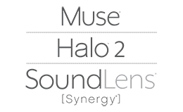 Starkey Muse, Halo 2 and SoundLens Synergy logos