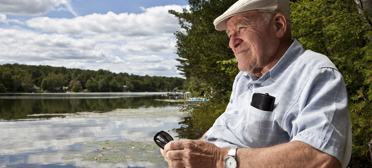 Man relaxing on his lake
