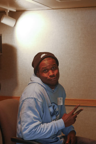 Matt Maxey inside a hearing booth